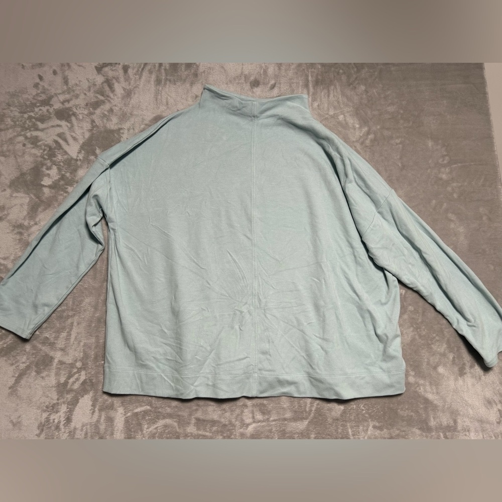 J Jill Fleece Mock Neck Top Women’s 2X Drop Shoulder Light Blue